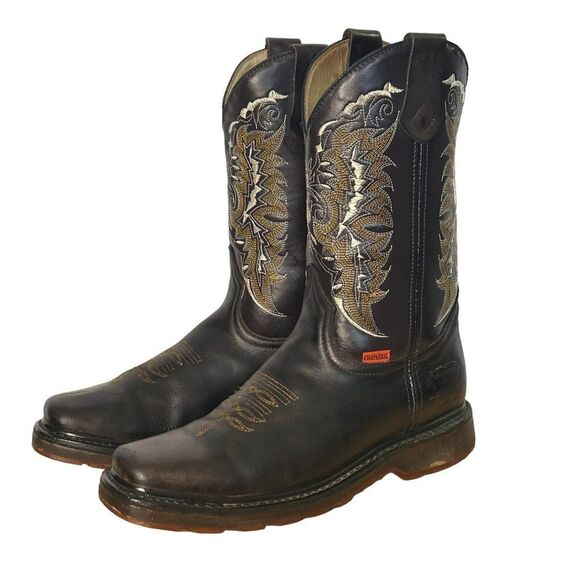 Men's Cowboy Boot Chaparral Size 9 Beautiful Leather Tread Pattern Well … - Picture 3 of 6